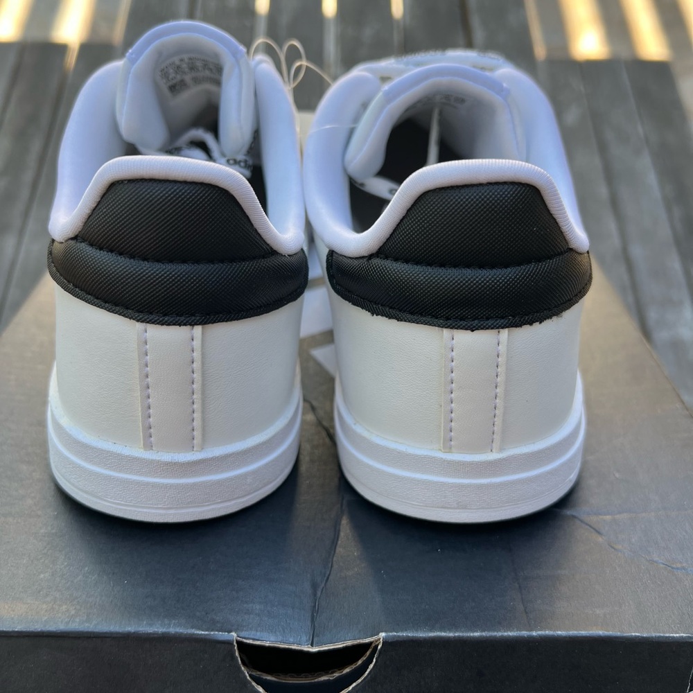 NIB Adidas Courtpoint Base White Sneakers Logo Laces Womens Size 7 - Picture 5 of 12